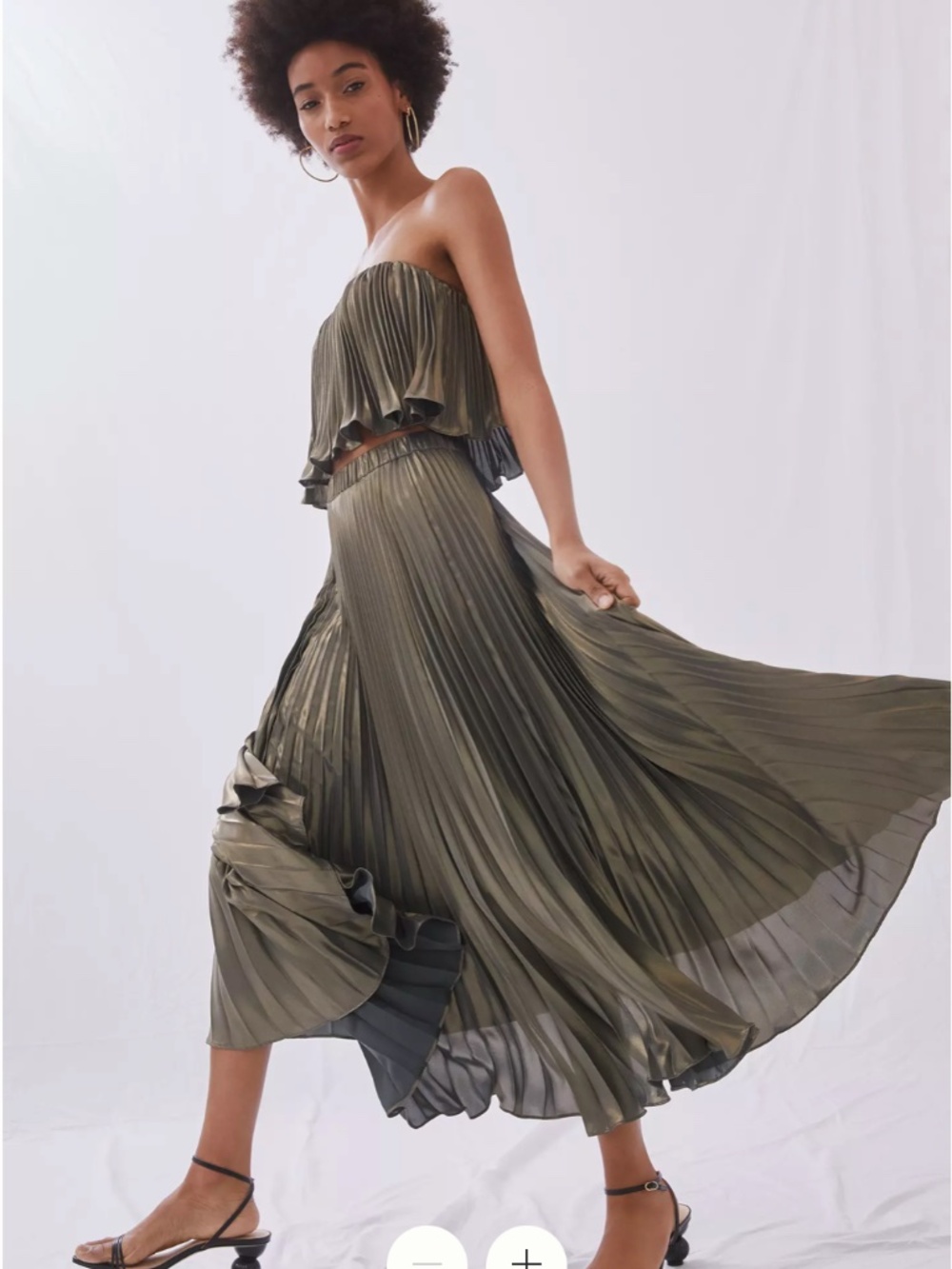 Anthropologie | Pleated Metallic Skirt Set | Size 10